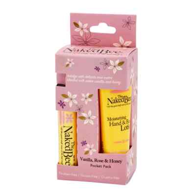 The Naked Bee Classic Vanilla, Rose & Honey Pocket Pack - Lotion & Lip Balm