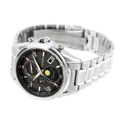 Pre-owned Citizen Exceed Eco-drive By1020-61e Solar Radio Men Watch Moon Phase In Box