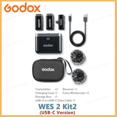 Godox WES 2.4g Wireless Lavalier Microphone for Smartphone iPhone 15 14 huawei 
