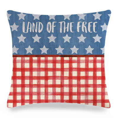 18" 4th of July Pillow Case Independence Day American Flag Holiday Cushion Cover