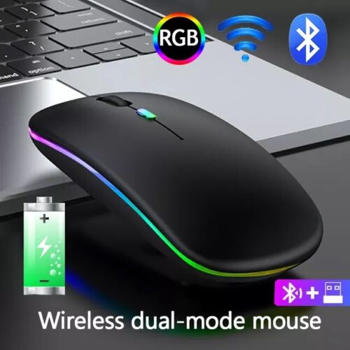 Wireless Bluetooth 5.1 Dual Mode Mouse LED Mice+USB Receiver