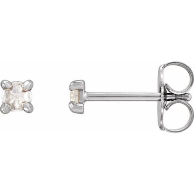.05 CTW Rose-Cut Natural Diamond 4-Prong Claw Earrings In Sterling Silver