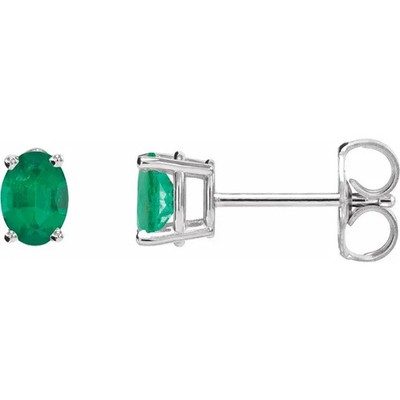 JADiamonds Sterling Silver Lab-Grown Emerald Earrings