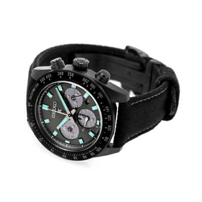 Pre-owned Seiko Prospex Sbdl105 Speedtimer The Black Series Solar Chrono Watch Men Limited