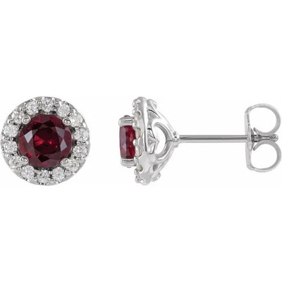 JADiamonds Sterling Silver Natural Ruby & 1/10 CTW Natural Diamond Earrings