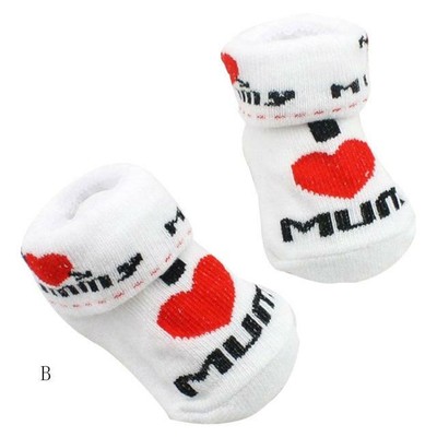 Baby Boy Girl Slip-resistant Floor Socks Love Dad Mum Letter