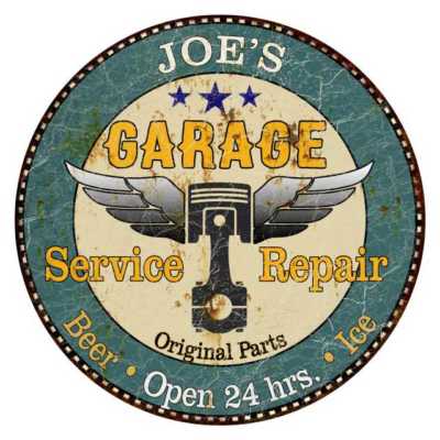 JOE'S Garage Round Metal Sign Man Cave Home Wall Décor 100140027017