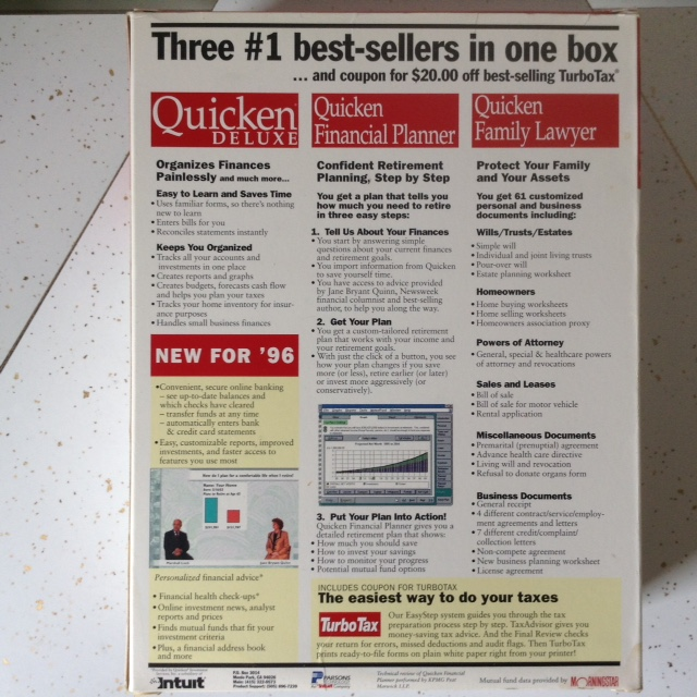 Quicken Financial Suite for Windows 95 and 3.1 Complete CIB Big Box