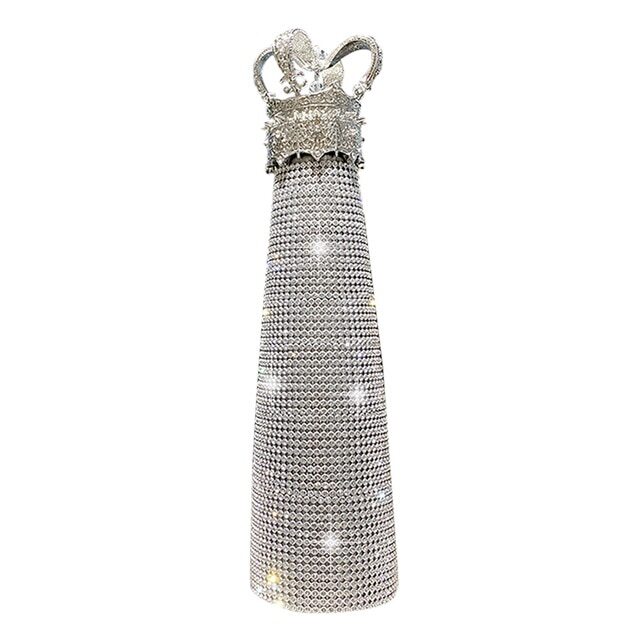 "Sparkling Queen Crown Diamond Water Bottle - Portable Rhinestone Flask with Cro