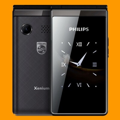 Philips Xenium E535 Black 0.3MP FM Dual SIM 4G Clamshell Flip Cell Phone Mobile