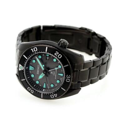 Pre-owned Seiko Prospex Sbpk007 The Black Series Limited Scuba Diver Gmt Solar Watch Men