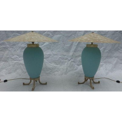 Mid Century Modern Karl Springer Murano Glass Table Lamps ~ A Pair