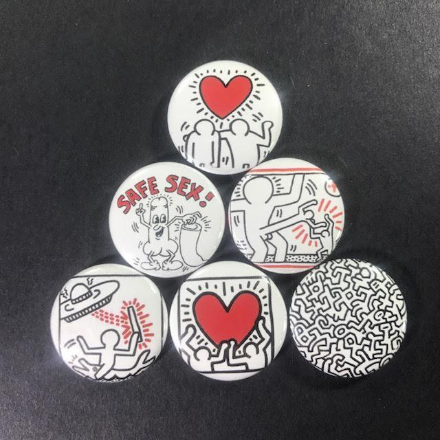 Keith Haring 1" Button Pin (6 piece) set New York Street Artist Pop Art