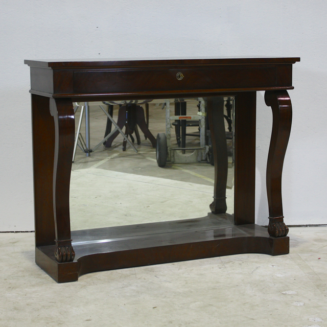 Mahogany wood empire wall console with mirrored back in espresso finish