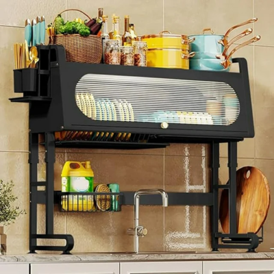 3-Tier Over The Sink Dish Drying Rack Stainless Steel Drainer Kitchen Organizer