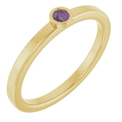 JADiamonds 14K Gold 2.5 mm Lab-Grown Alexandrite Ring