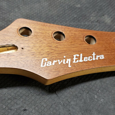 Fibson Style Lettering Headstock Decal. Customize to Your Brand. Metallic Vinyl