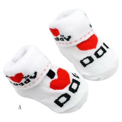 Baby Boy Girl Slip-resistant Floor Socks Love Dad Mum Letter