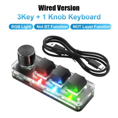 Programming Macro Custom Knob Keyboard RGB 3 Key Copy Paste Mini Button Gaming