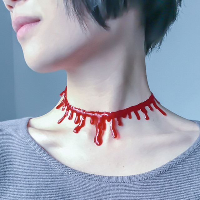 Collana Girocollo Effetto Sangue Gotico Horror Halloween Party Festa  dfh