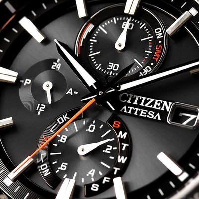 Pre-owned Citizen Attesa Eco-drive At8189-61e Solar Radio Men Watch Titanium In Box