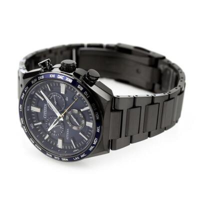 Pre-owned Citizen Attesa Cb5967-66l Black X Blue Titanium Eco-drive Atomic Watch Men Japan