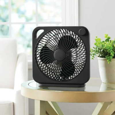 New Style 9 inch Box Indoor Comfort Personal AC Electric Fan, 3 Speeds, Black