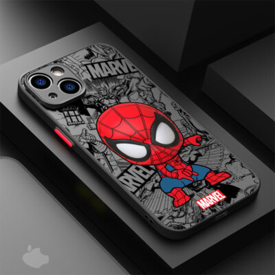 Cartoon Marvel Groot Spiderman Case iPhone 11 12 13 14 15 Pro Max XR  SE 7 6S XS