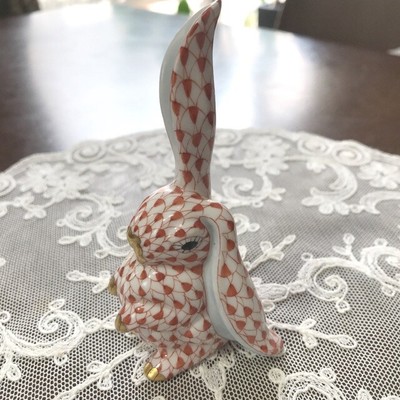 Heren Figurine Rabbit Parrot Duck Bird Read Green Blue 24K Gold