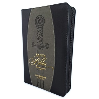 Biblia Espada  Cierre  Gigante Manual 14 puntos 1960 imit piel negro /INDICE