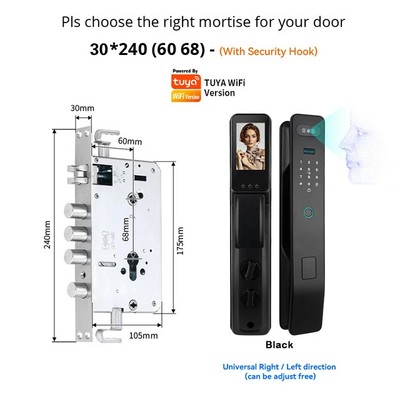 3D Facial Recognition Door Lock Automatic Fingerprint Digit Camera Visible WIFI
