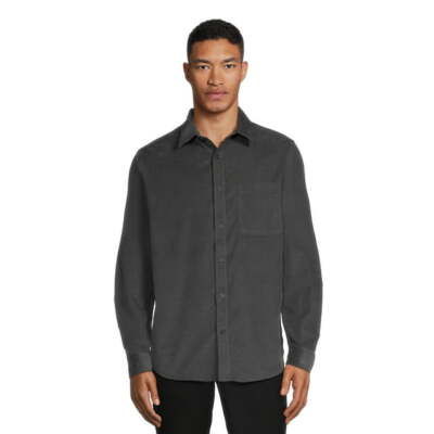 George Men's Corduroy Shirt with Long Sleeves, Size XL (46-48) Charcoal Sky