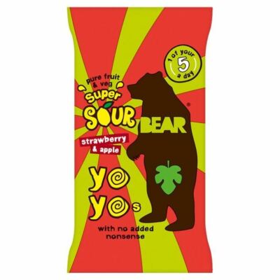 BEAR Fruit Yoyos Super Sour Strawberry & Apple - 20g (0.04lbs)