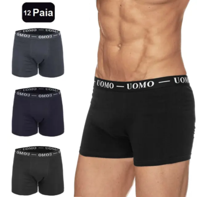 12pcs BOXER Men s Pack Stretchy Cotton Underwear Black Grey Blue