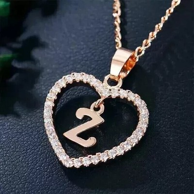 2Ct Round Lab-Created Diamond Initial '' Z '' Letter Pendant 14K Rose Gold Plated