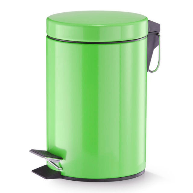 Pattumiera In Acciaio A Pedale 5 Litri Bidone Cestino Spazzatura Verde dfh