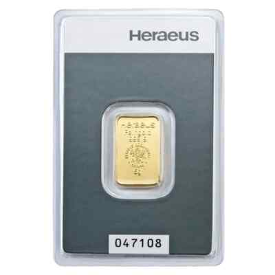 Goldbarren Heraeus 5 Gramm 999.9 Gold / AU original geblistert