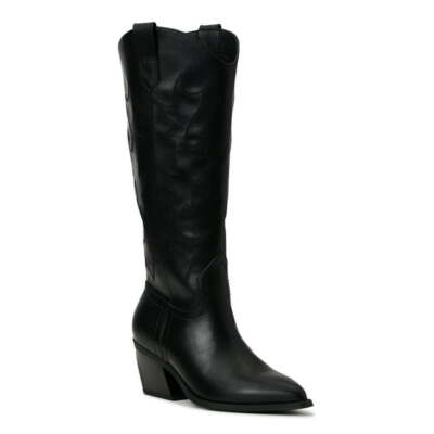 Madden NYC Women's Black Slip-on Pointed Toe Comfort Tall Western Boots: 7-9