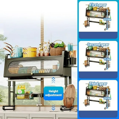 3-Tier Over The Sink Dish Drying Rack Stainless Steel Drainer Kitchen Organizer