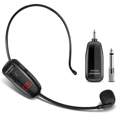 NEW 165FT Range UHF Wireless Microphone Headset Mic System+Digital Screen Speech