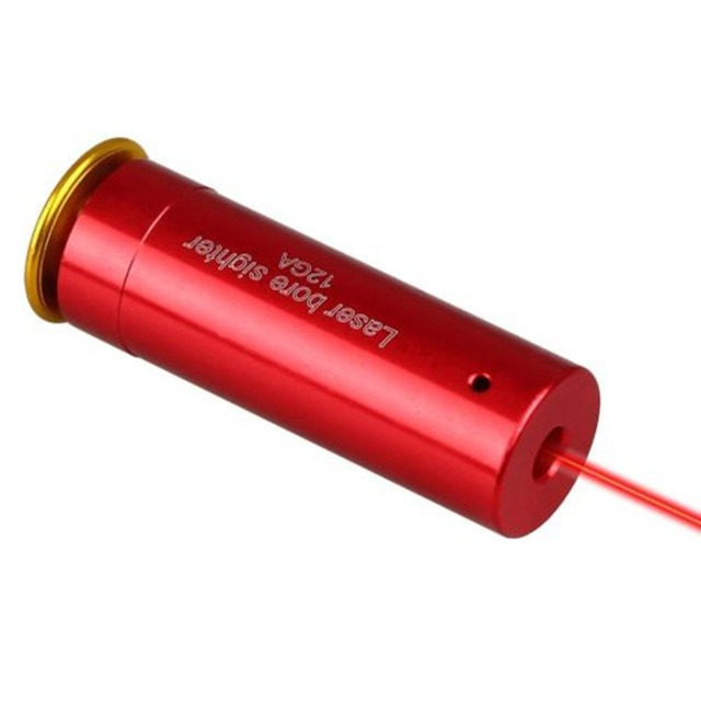 CAL 12 Gauge Red Dot Laser Bullet Shape Bore Sighter Cartridge Aluminum
