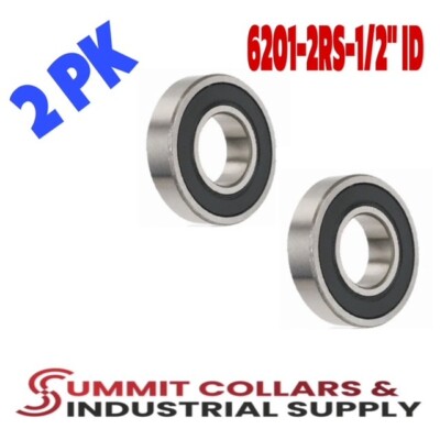 [Qty.2] New 6201-2RS-1/2 Deep Groove Radial Ball Bearing [1/2in x 32mm x 10mm]
