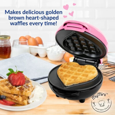Nostalgia MyMini Heart Waffle Maker, Color PINK - BRAND NEW - FREE SHIPPING!