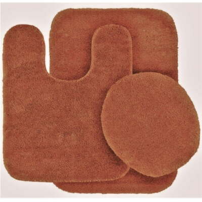 3-Piece Solid Bathroom Bath Mat Contour Rug Set with Toilet Lid Cover #6 Mixture