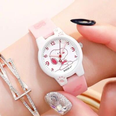 New Snoopy Cartoon Anime Children Watch Waterproof Leather Fashion Watch