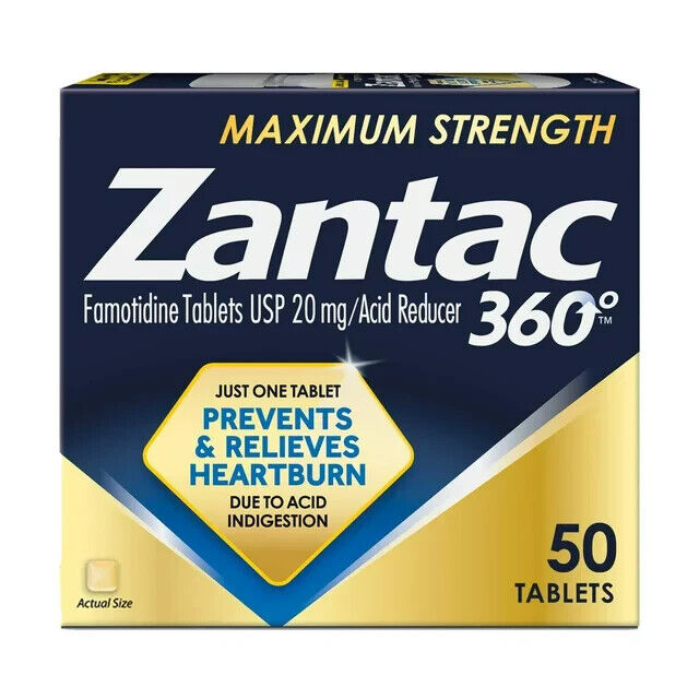 Zantac 360 Prevents & Relieves Heartburn 20mg Tablets /Acid Reducer 50ct