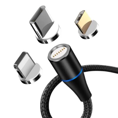 (6.6 FT) 3 in 1 Magnetic Fast Charging USB Cable Charger For IPhone Type-C Micro