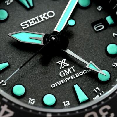 Pre-owned Seiko Prospex Sbpk007 The Black Series Limited Scuba Diver Gmt Solar Watch Men