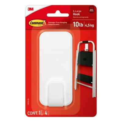 Command 10 Lb XL Heavyweight Wall Hook, White, Damage Free Decorating, 1 Pack
