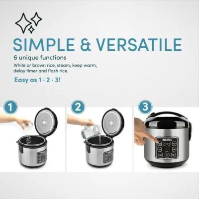 Aroma 8-Cup (Cooked) Rice & Grain Cooker, Steamer, New Bonded Granite Coating